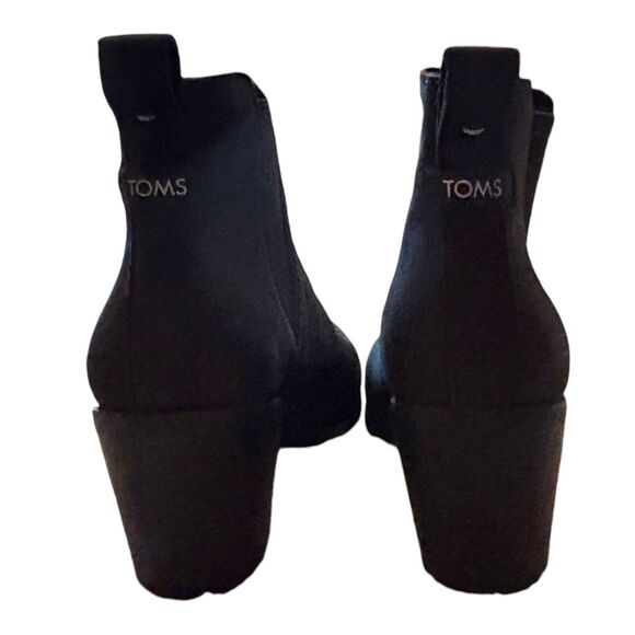 TOMS Everly Black Nubuck Chelsea Heeled Booties 10016837 9 Excellent Condition - Picture 4 of 9